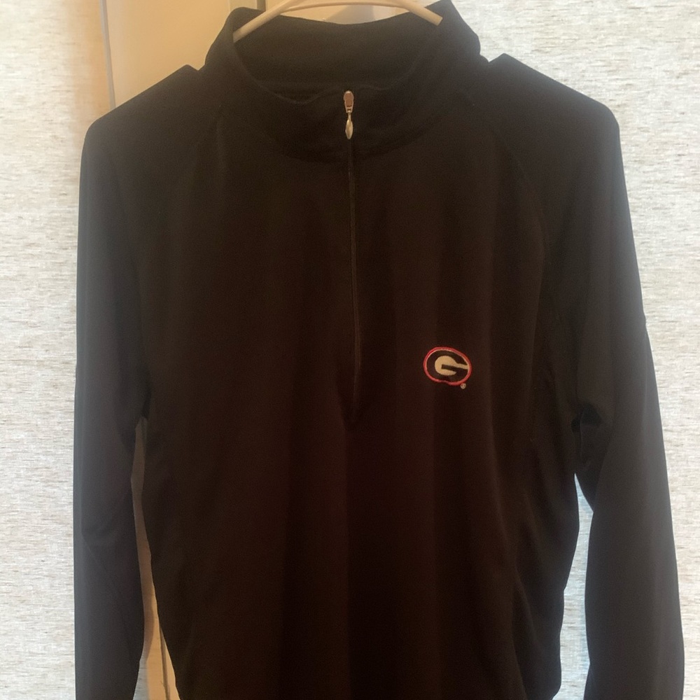 Male black half zip Georgia pullover, size Medium